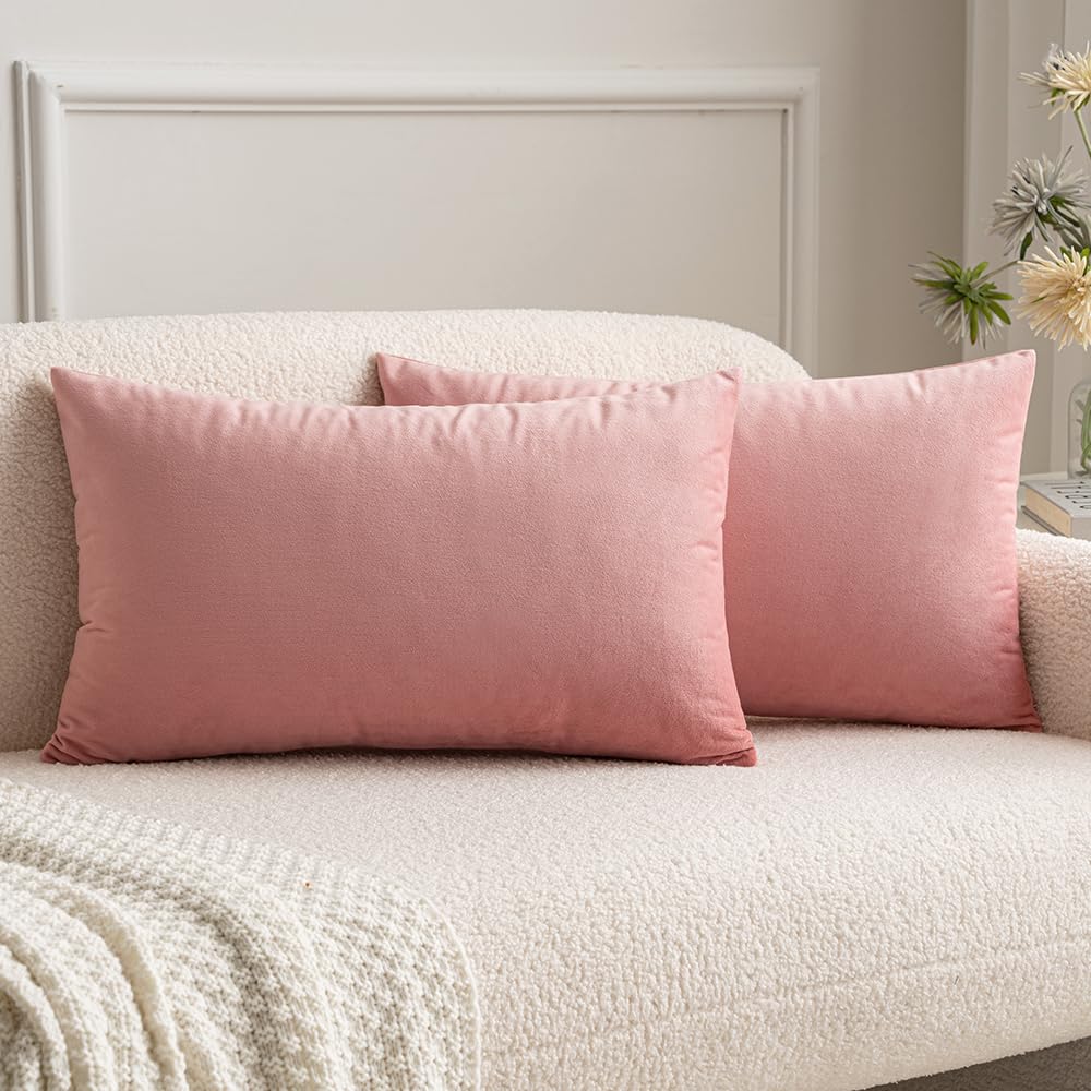MIULEE Velvet Throw Pillow Covers 18x18 Inch, Pack of 2 - Golden, Super Soft Decorative Square Cushion Cases Modern Luxury Home Decor for Sofa, Couch, Bed, Chair