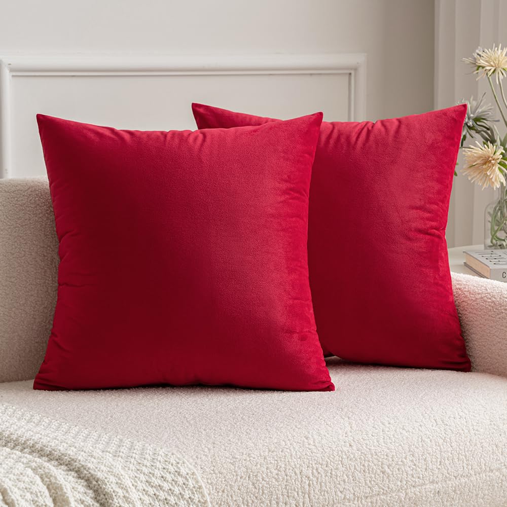 MIULEE Velvet Throw Pillow Covers 18x18 Inch, Pack of 2 - Golden, Super Soft Decorative Square Cushion Cases Modern Luxury Home Decor for Sofa, Couch, Bed, Chair