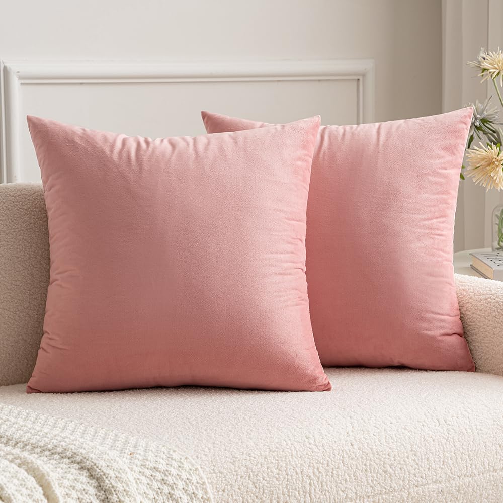 MIULEE Velvet Throw Pillow Covers 18x18 Inch, Pack of 2 - Golden, Super Soft Decorative Square Cushion Cases Modern Luxury Home Decor for Sofa, Couch, Bed, Chair