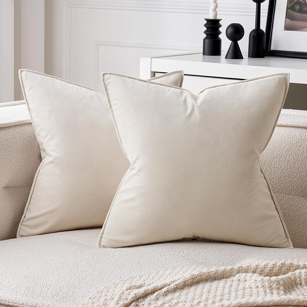 MIULEE Brown Velvet Throw Pillow Covers 18x18 Soft Decorative Solid Square Cushion Cases Pack of 2 Modern Luxury Home Decor for Couch, Sofa, Bedroom