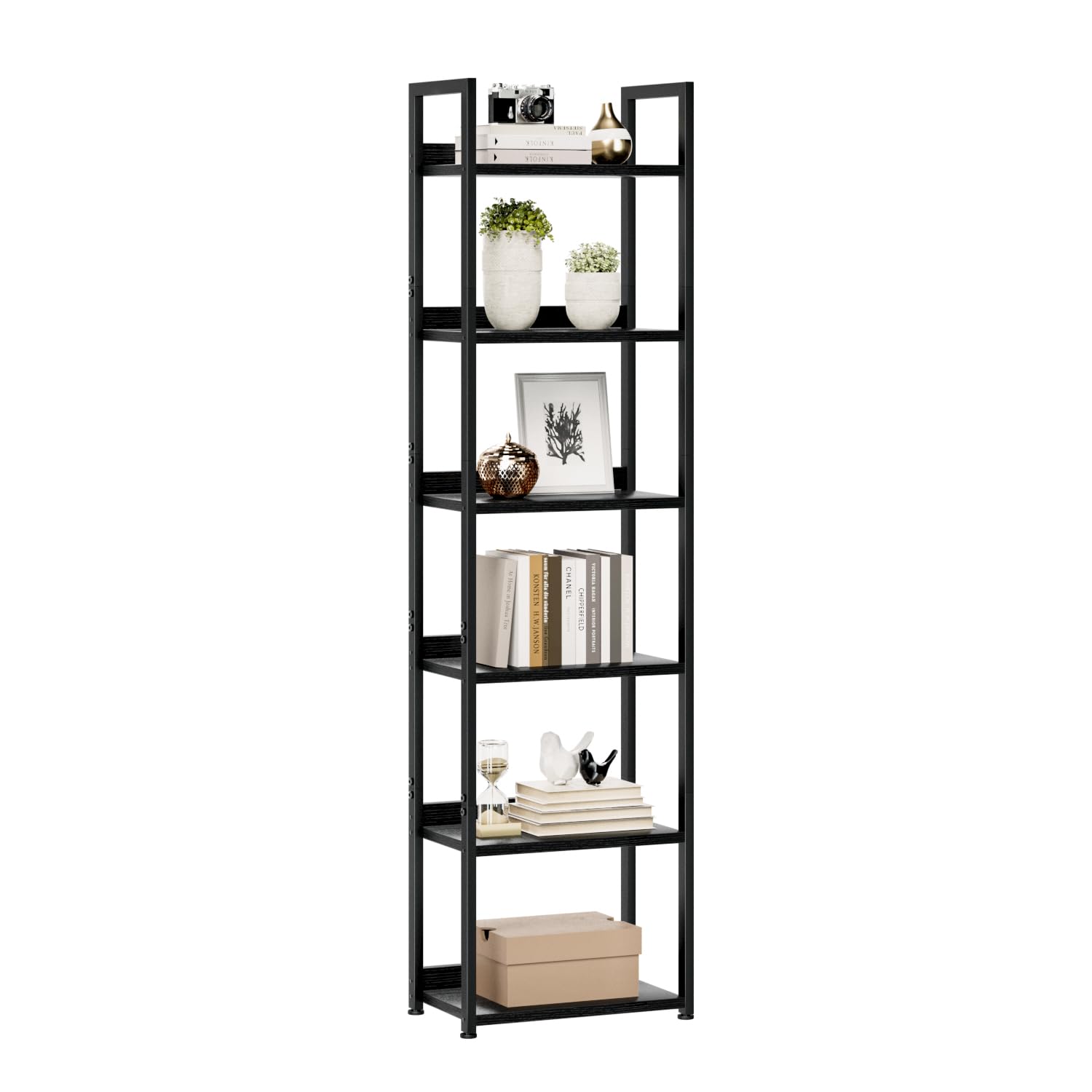 NUMENN Bookshelf, 5 Tier Bookshelves, Home Office Bookcase Shelf Storage Organizer, Free Standing Storage Shelving Unit for Bedroom, Living Room and Home Office, Vintage
