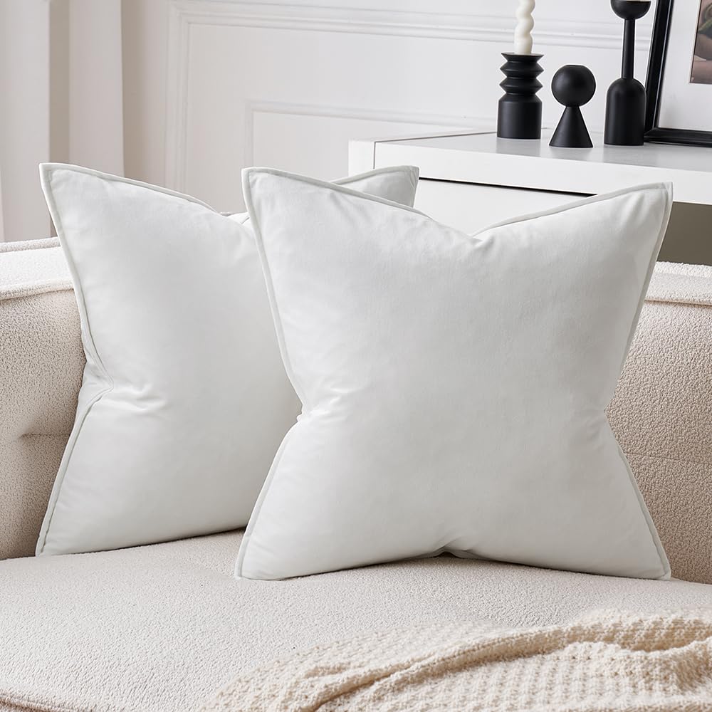 MIULEE Brown Velvet Throw Pillow Covers 18x18 Soft Decorative Solid Square Cushion Cases Pack of 2 Modern Luxury Home Decor for Couch, Sofa, Bedroom