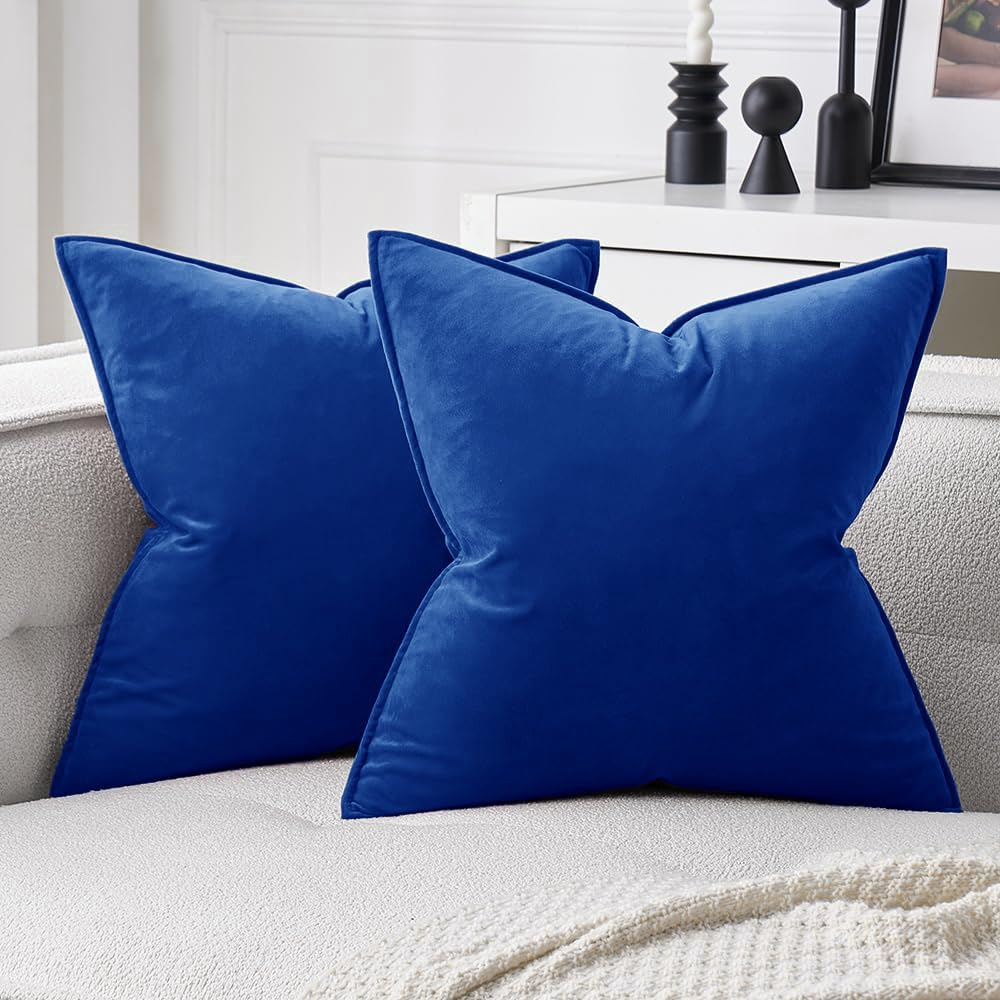 MIULEE Brown Velvet Throw Pillow Covers 18x18 Soft Decorative Solid Square Cushion Cases Pack of 2 Modern Luxury Home Decor for Couch, Sofa, Bedroom
