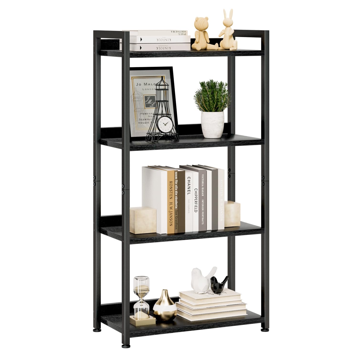 NUMENN Bookshelf, 5 Tier Bookshelves, Home Office Bookcase Shelf Storage Organizer, Free Standing Storage Shelving Unit for Bedroom, Living Room and Home Office, Vintage