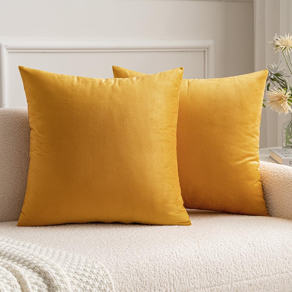 MIULEE Velvet Throw Pillow Covers 18x18 Inch, Pack of 2 - Dark Blue, Super Soft Decorative Square Cushion Cases Modern Luxury Home Decor for Sofa, Couch, Bed, Chair