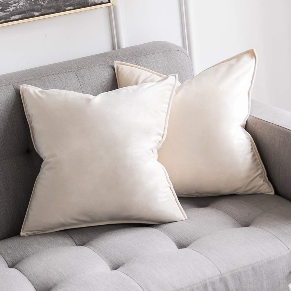 MIULEE Brown Velvet Throw Pillow Covers 18x18 Soft Decorative Solid Square Cushion Cases Pack of 2 Modern Luxury Home Decor for Couch, Sofa, Bedroom