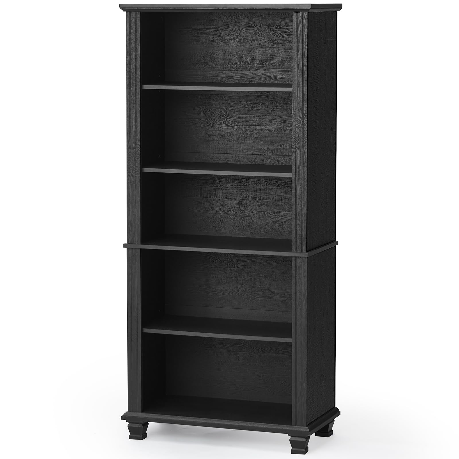 SAVOR LIFE 70" Tall Green Bookshelf,5 Tier Wooden Book Shelf with Adjustable Shelves & Wood Legs,Free Standing Farmhouse Bookcase with Open Display Storage,Vintage Bookshelves for Library,Classroom