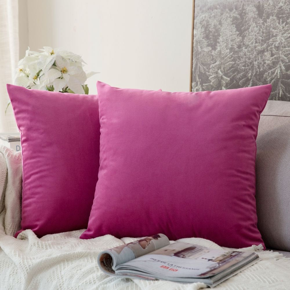 MIULEE Velvet Throw Pillow Covers 18x18 Inch, Pack of 2 - Dark Blue, Super Soft Decorative Square Cushion Cases Modern Luxury Home Decor for Sofa, Couch, Bed, Chair