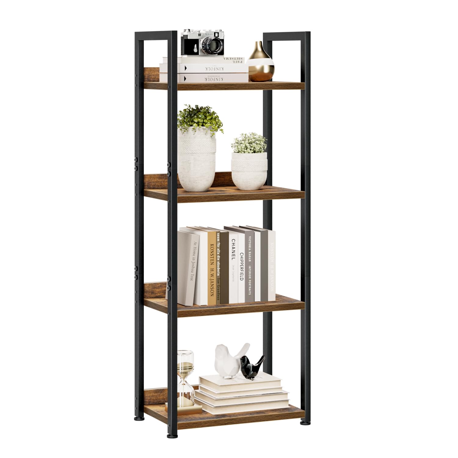 NUMENN Bookshelf, 5 Tier Bookshelves, Home Office Bookcase Shelf Storage Organizer, Free Standing Storage Shelving Unit for Bedroom, Living Room and Home Office, Vintage