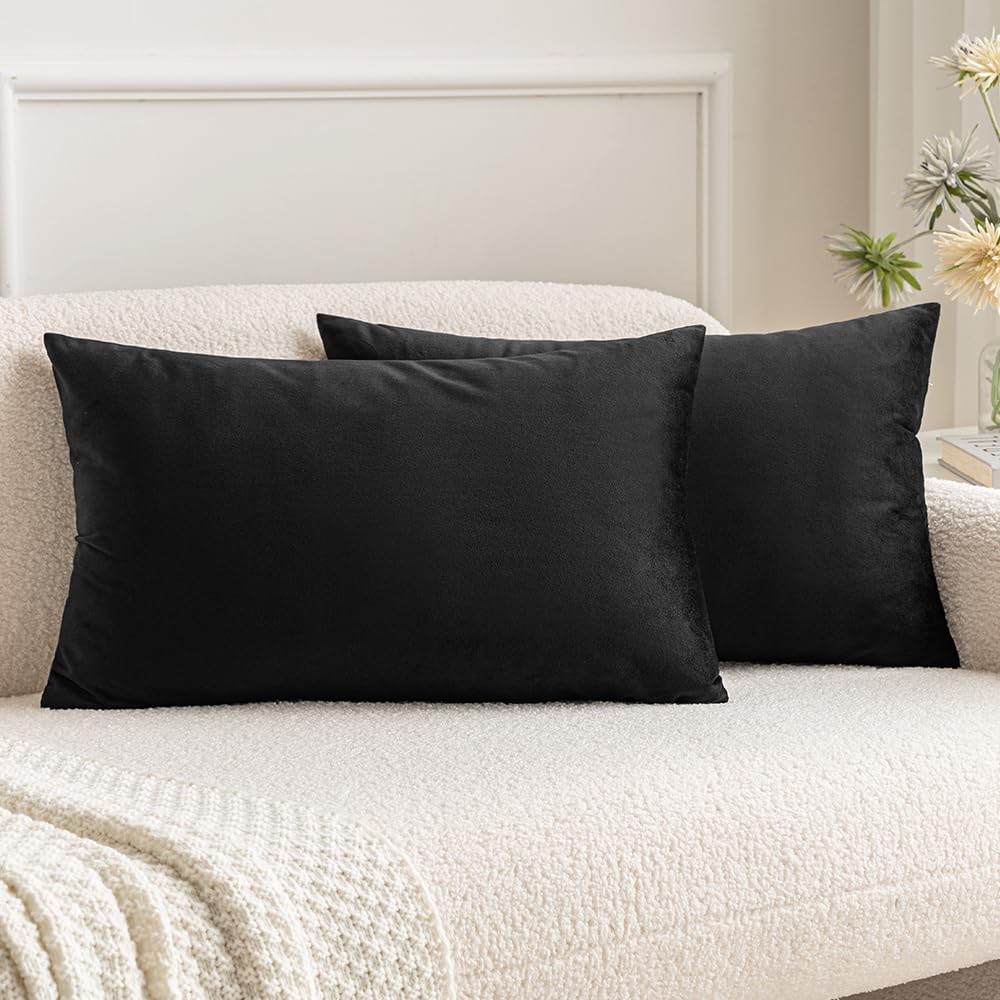MIULEE Velvet Throw Pillow Covers 18x18 Inch, Pack of 2 - Dark Blue, Super Soft Decorative Square Cushion Cases Modern Luxury Home Decor for Sofa, Couch, Bed, Chair