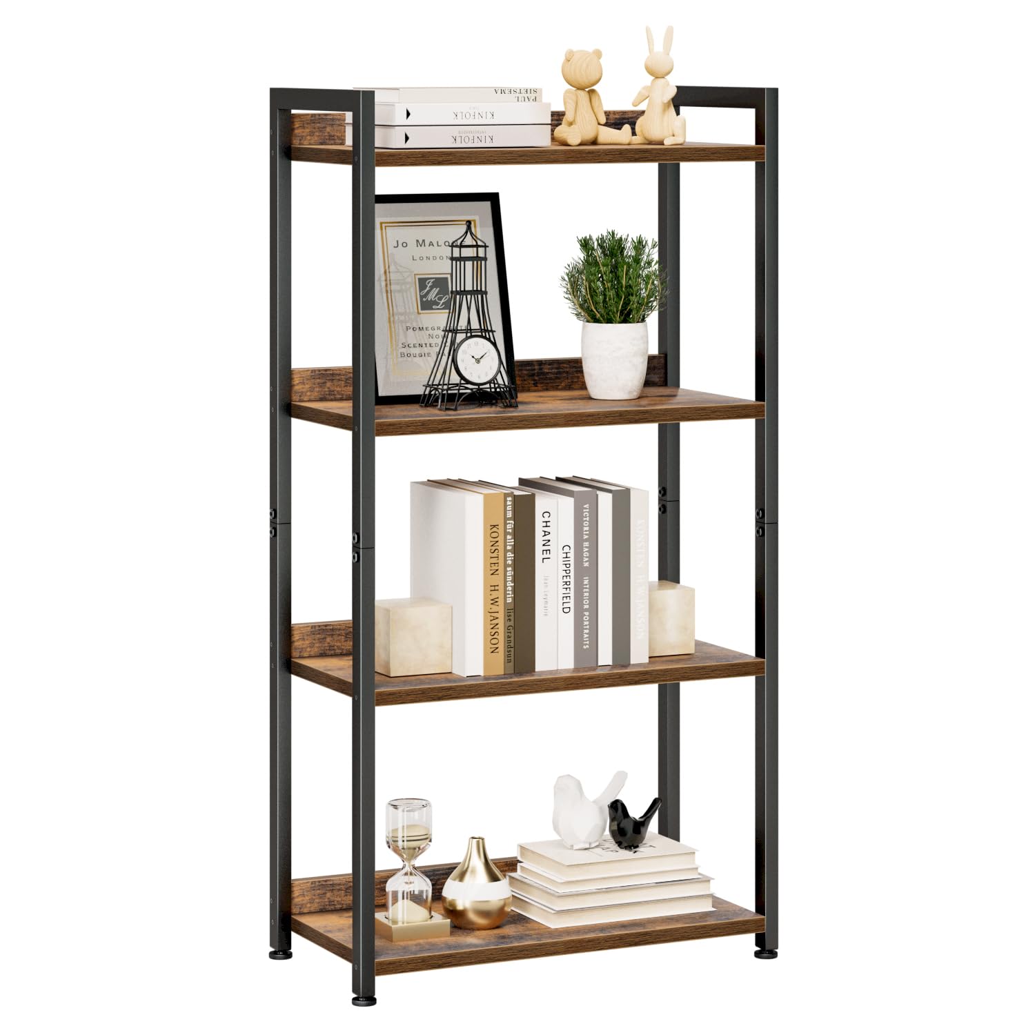 NUMENN Bookshelf, 5 Tier Bookshelves, Home Office Bookcase Shelf Storage Organizer, Free Standing Storage Shelving Unit for Bedroom, Living Room and Home Office, Vintage