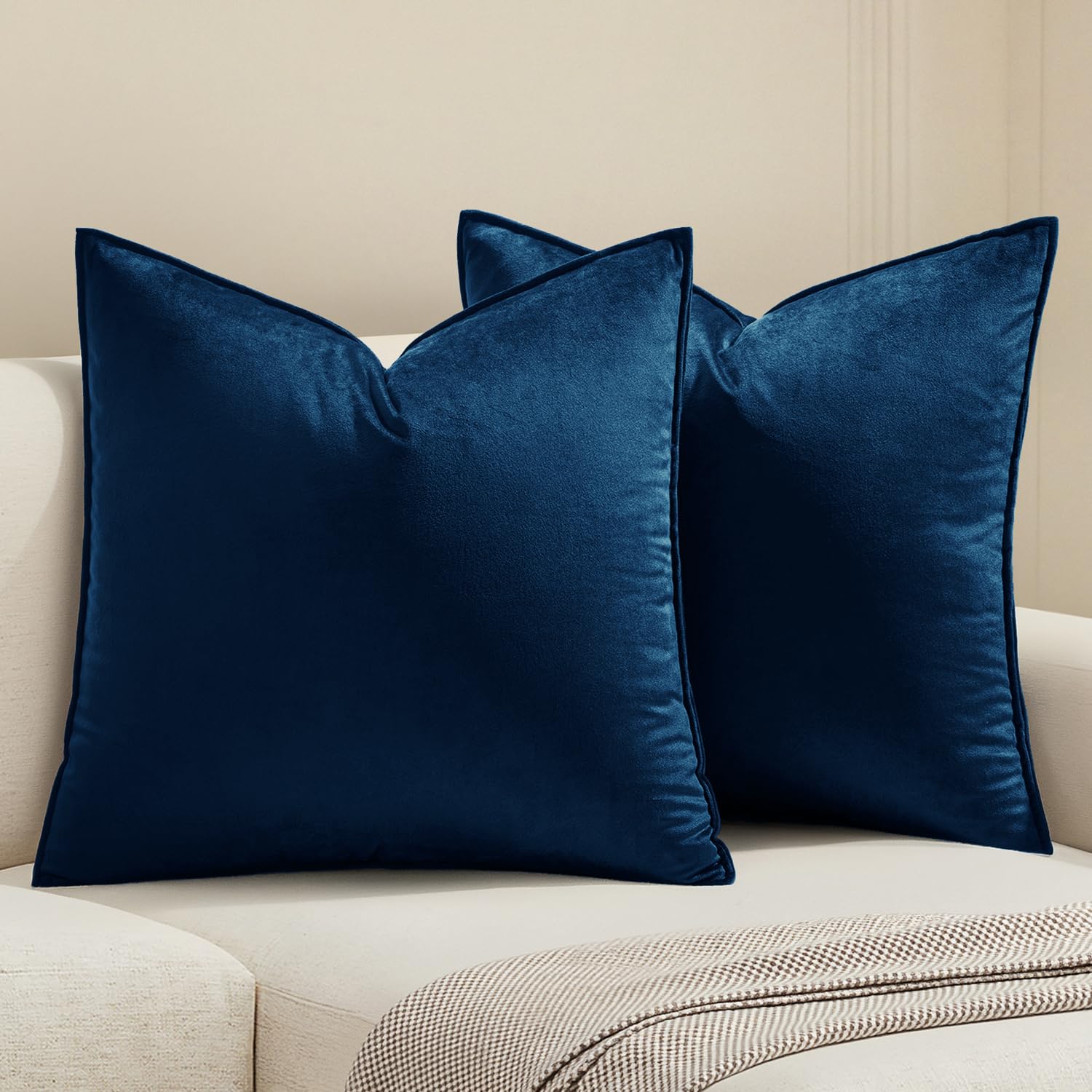 MIULEE Brown Velvet Throw Pillow Covers 18x18 Soft Decorative Solid Square Cushion Cases Pack of 2 Modern Luxury Home Decor for Couch, Sofa, Bedroom