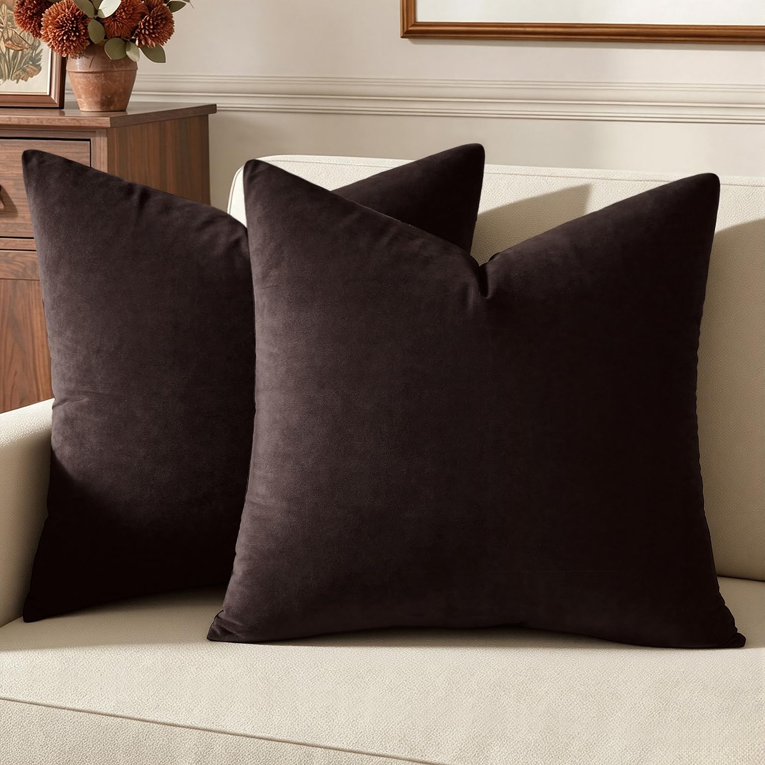 MIULEE Velvet Throw Pillow Covers 18x18 Inch, Pack of 2 - Dark Blue, Super Soft Decorative Square Cushion Cases Modern Luxury Home Decor for Sofa, Couch, Bed, Chair