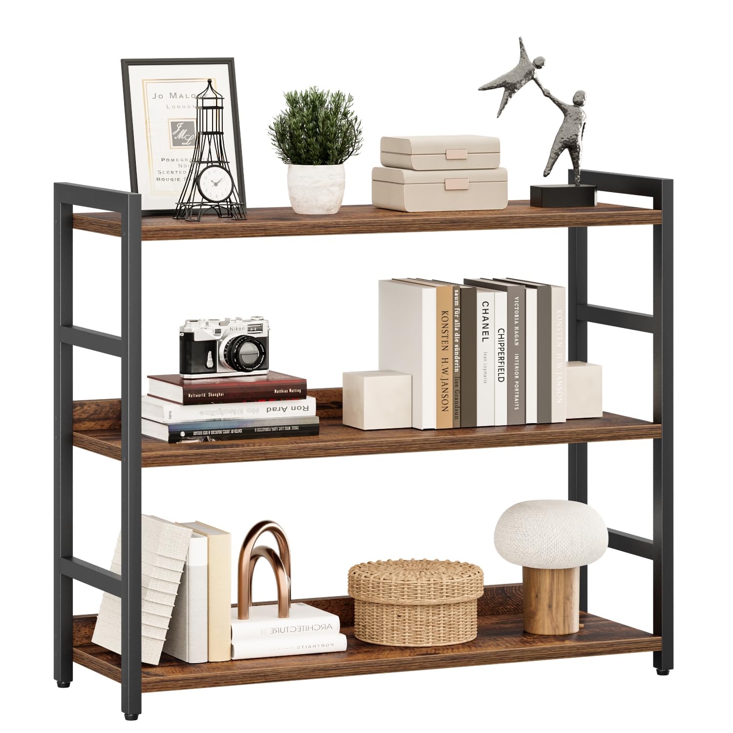 NUMENN Bookshelf, 5 Tier Bookshelves, Home Office Bookcase Shelf Storage Organizer, Free Standing Storage Shelving Unit for Bedroom, Living Room and Home Office, Vintage