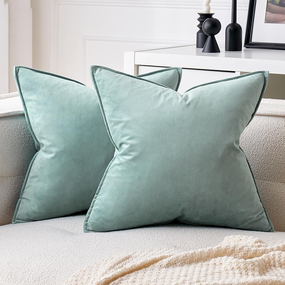 MIULEE Brown Velvet Throw Pillow Covers 18x18 Soft Decorative Solid Square Cushion Cases Pack of 2 Modern Luxury Home Decor for Couch, Sofa, Bedroom