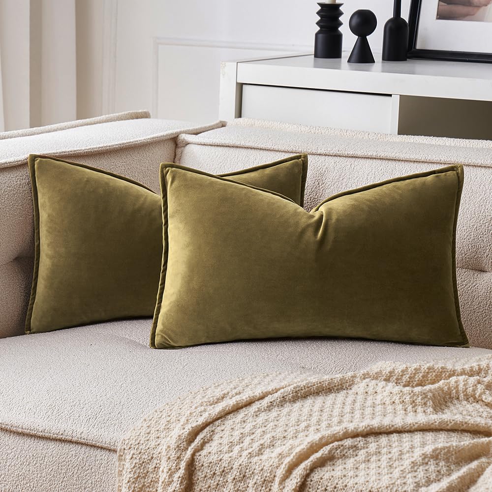 MIULEE Brown Velvet Throw Pillow Covers 18x18 Soft Decorative Solid Square Cushion Cases Pack of 2 Modern Luxury Home Decor for Couch, Sofa, Bedroom