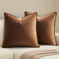 MIULEE Dark Coffee Velvet Throw Pillow Covers 24x24 Taupe Neutral Soft Decorative Solid Square Euro Sham Cushion Cases Pack of 2 Modern Luxury Home Decor for Couch, Sofa, Bedroom