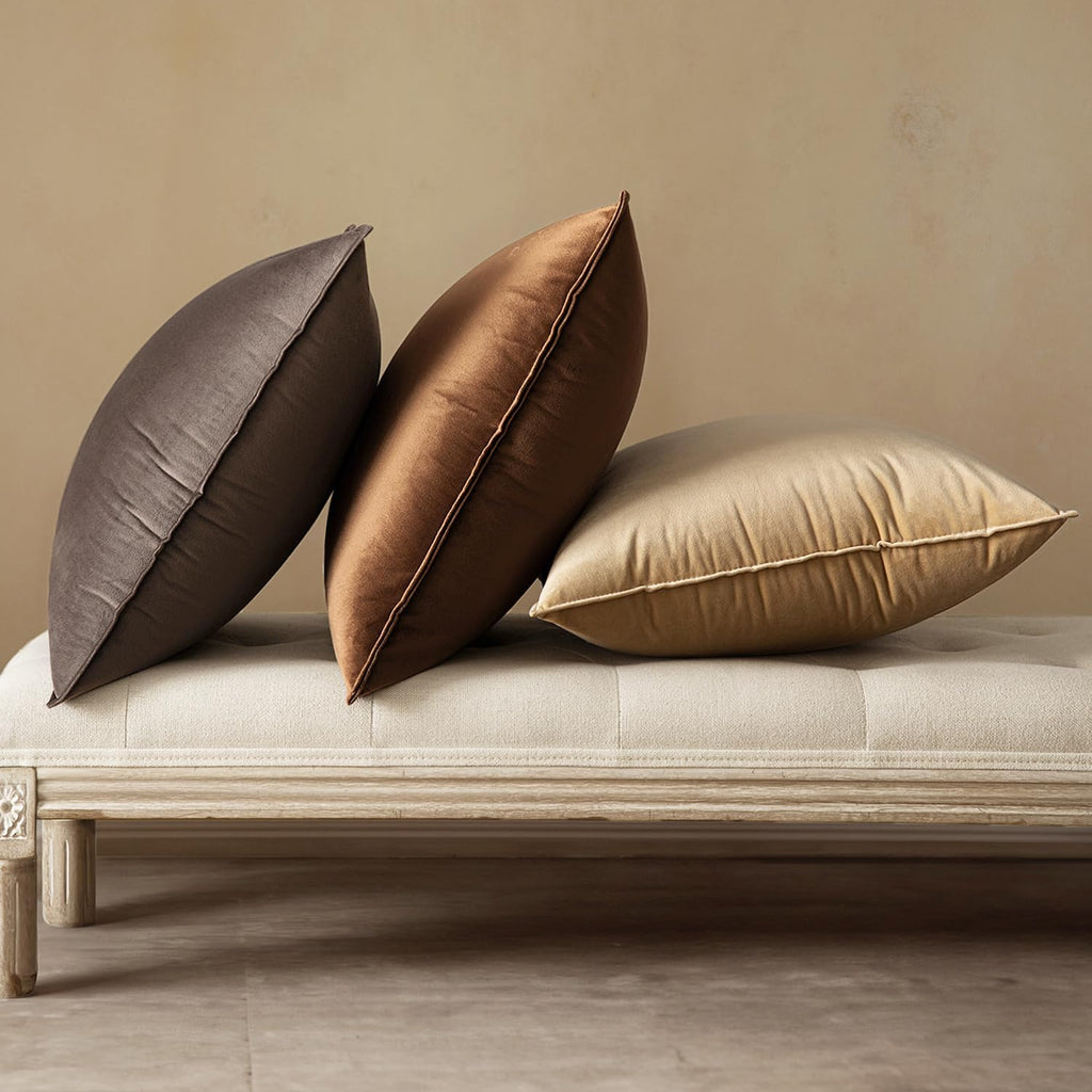 MIULEE Brown Velvet Throw Pillow Covers 18x18 Soft Decorative Solid Square Cushion Cases Pack of 2 Modern Luxury Home Decor for Couch, Sofa, Bedroom