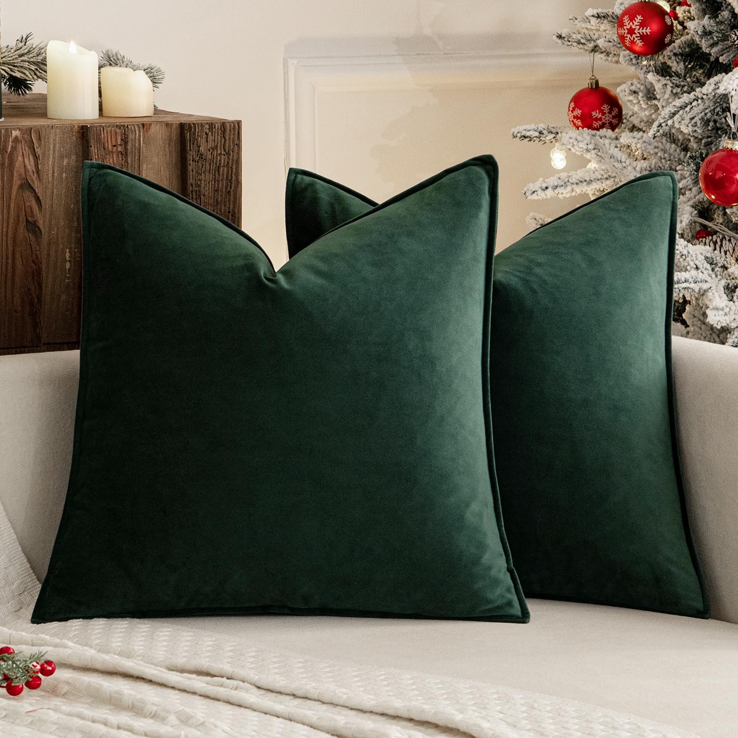 MIULEE Brown Velvet Throw Pillow Covers 18x18 Soft Decorative Solid Square Cushion Cases Pack of 2 Modern Luxury Home Decor for Couch, Sofa, Bedroom