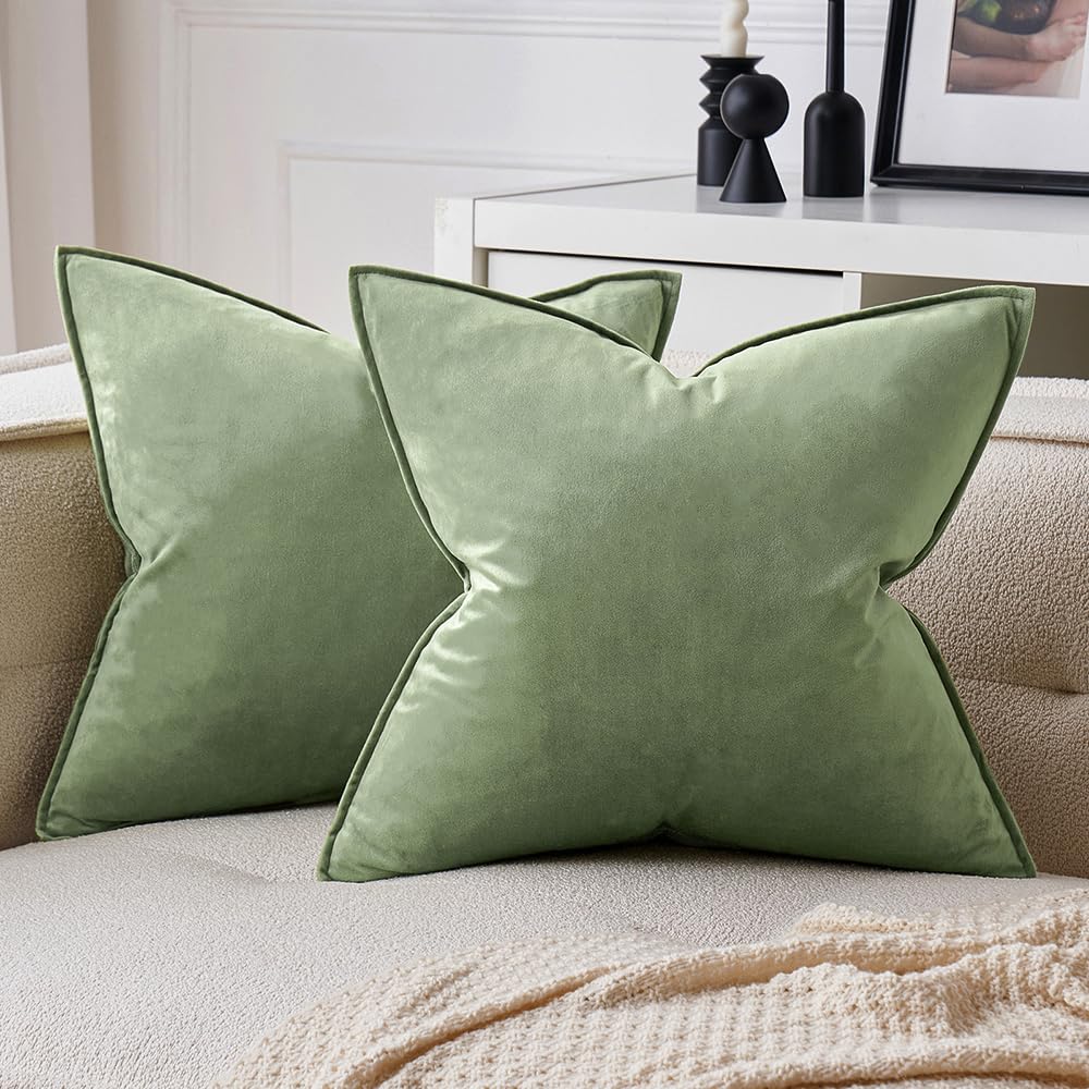 MIULEE Brown Velvet Throw Pillow Covers 18x18 Soft Decorative Solid Square Cushion Cases Pack of 2 Modern Luxury Home Decor for Couch, Sofa, Bedroom
