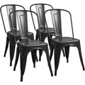 Furmax Metal Dining Chair Indoor Outdoor Use Stackable Classic Trattoria Chair Chic Dining Bistro Cafe Side Metal Chairs Set of 4 (Gun)