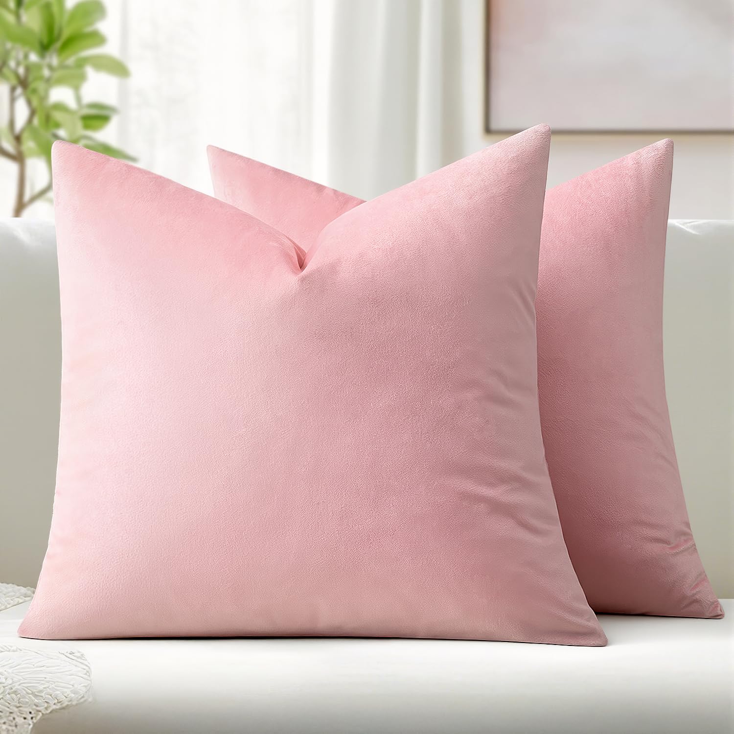 MIULEE Velvet Throw Pillow Covers 18x18 Inch, Pack of 2 - Golden, Super Soft Decorative Square Cushion Cases Modern Luxury Home Decor for Sofa, Couch, Bed, Chair