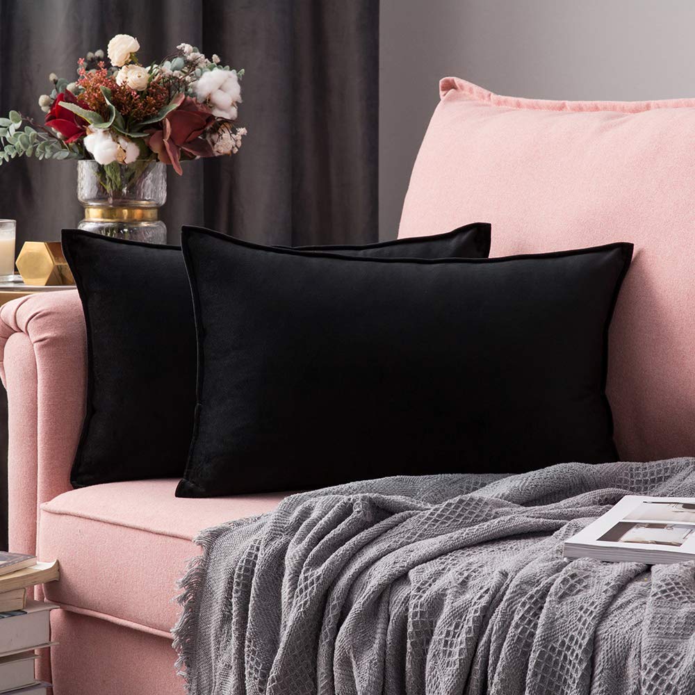 MIULEE Brown Velvet Throw Pillow Covers 18x18 Soft Decorative Solid Square Cushion Cases Pack of 2 Modern Luxury Home Decor for Couch, Sofa, Bedroom
