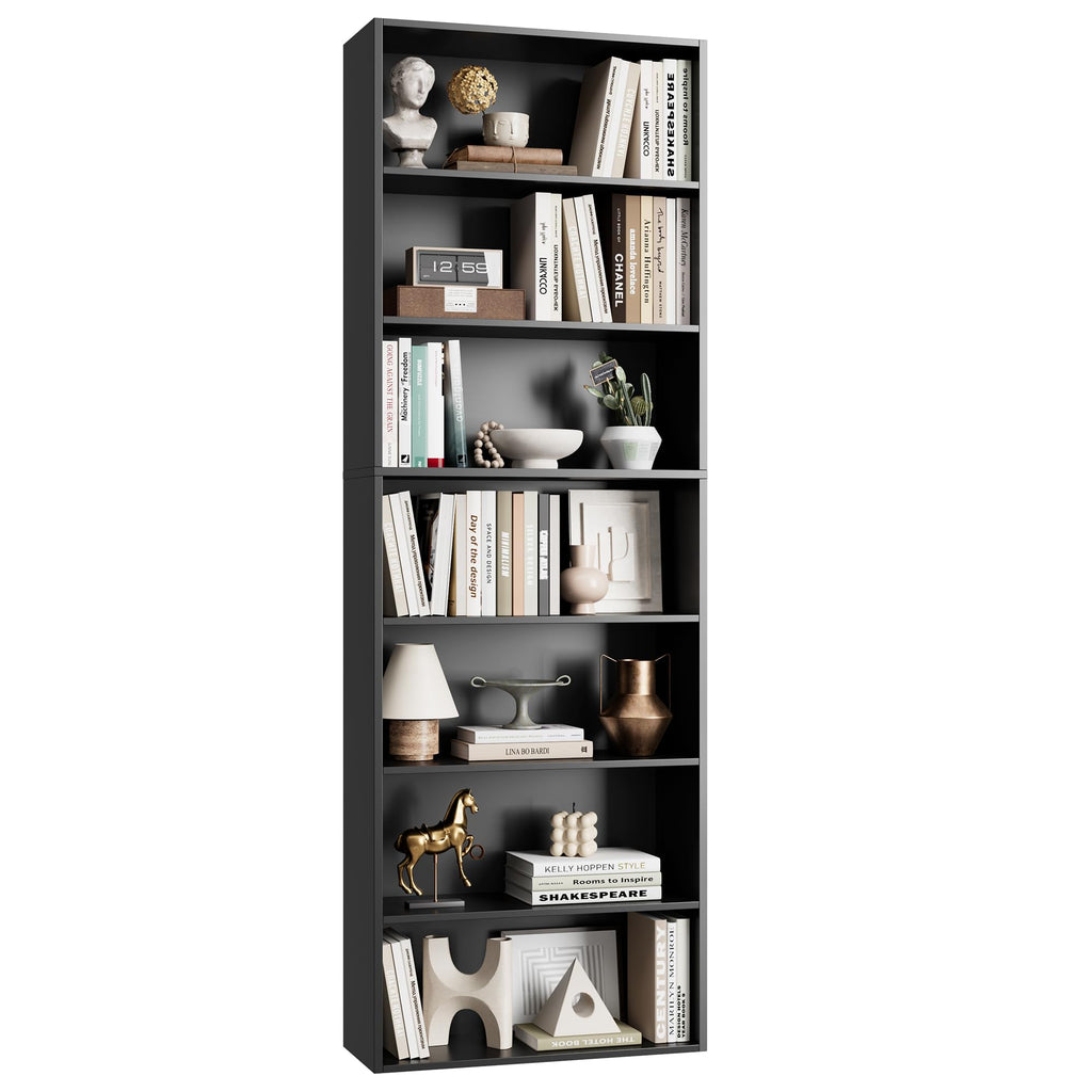 FACBOTALL 82" Tall Bookshelf, 7-Tier Open Shelves Bookcase, Freestanding Display Storage Shelves, Tall Bookcase Home Decor Furniture for Home Office, Living Room, Bedroom, Green