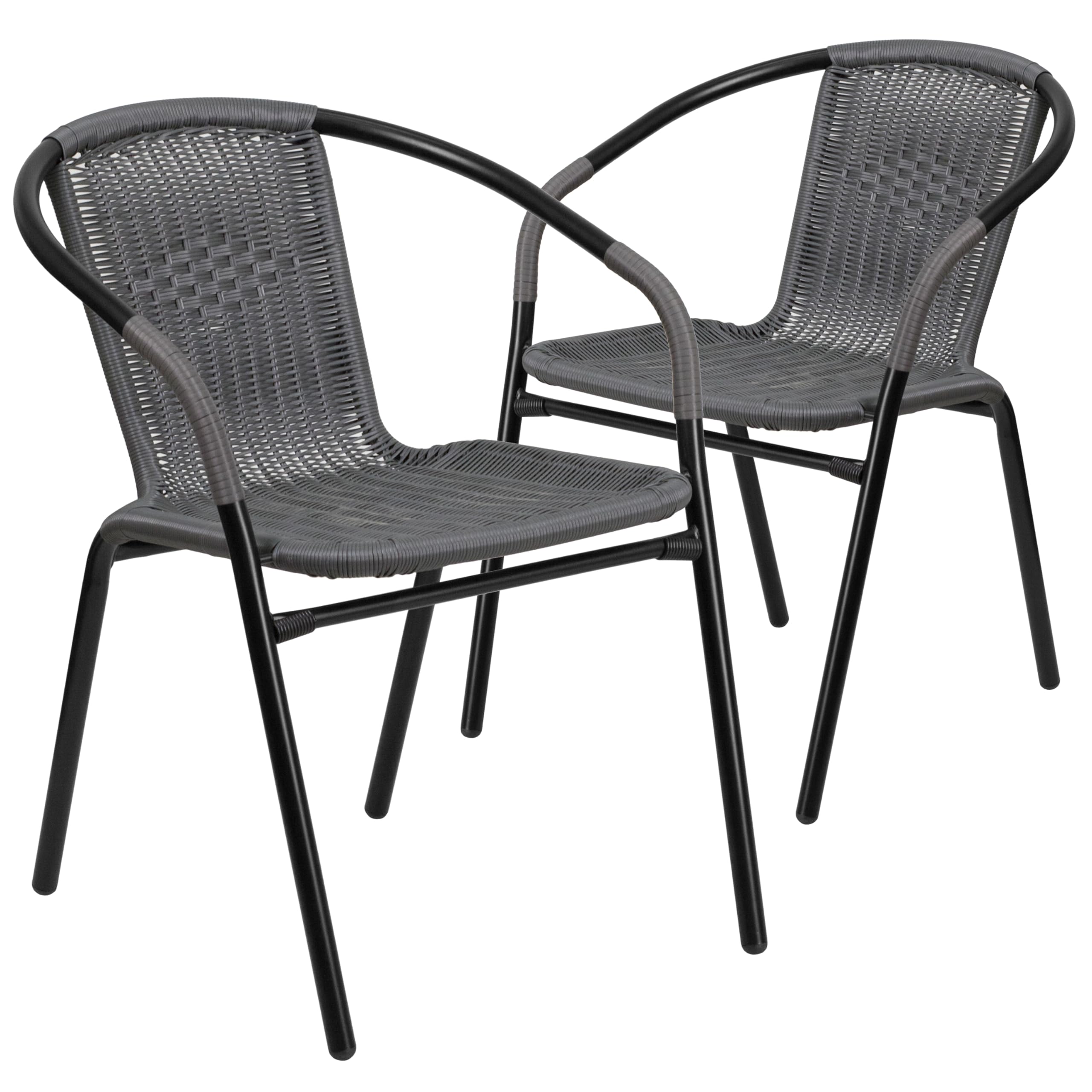 Flash Furniture Lila 4 Pack Beige Rattan Indoor-Outdoor Restaurant Stack Chair | Versatile and Stylish Seating