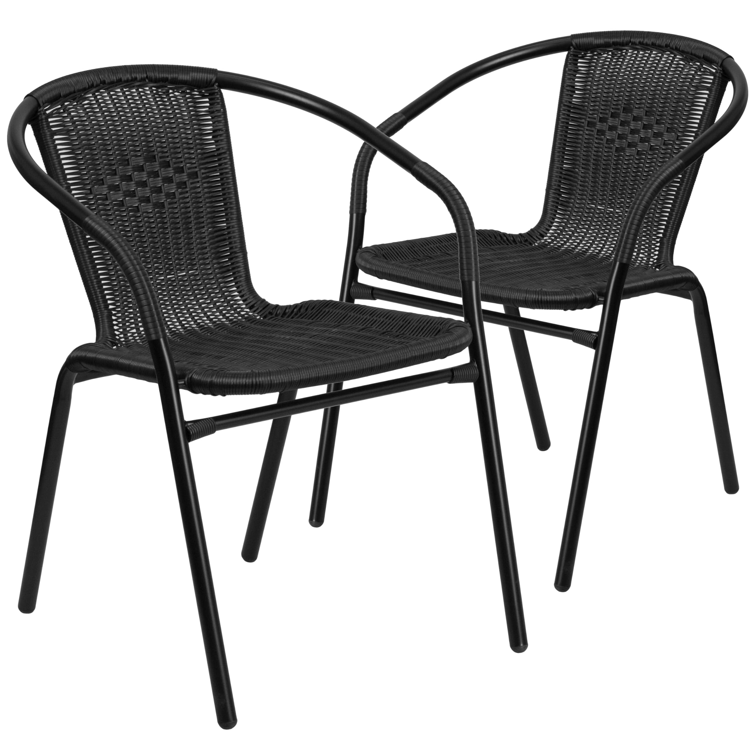 Flash Furniture Lila 4 Pack Beige Rattan Indoor-Outdoor Restaurant Stack Chair | Versatile and Stylish Seating