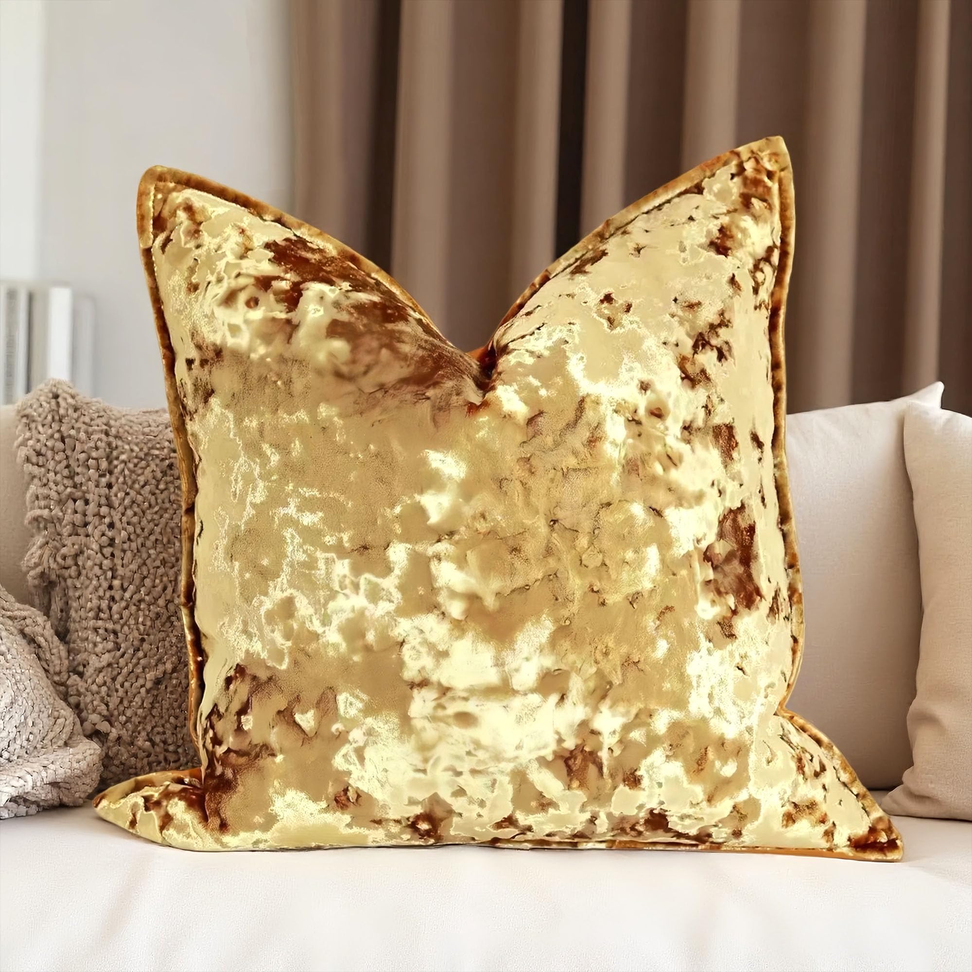 Velvet Pillow Cover Purple 18x18 Inch - Luxury Crushed Velvet Decorative Throw Pillow Case for Living Room Sofa Bed (1 Pack)