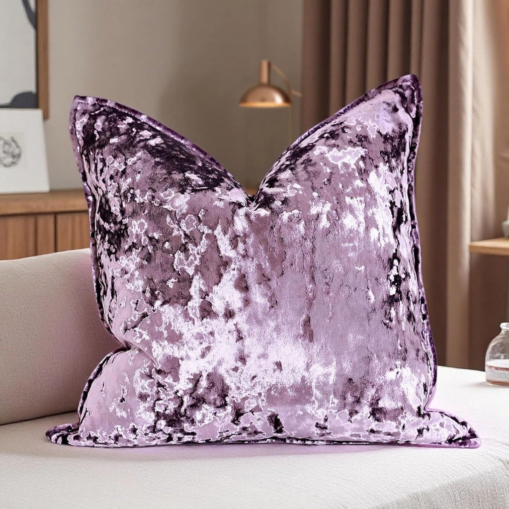 Velvet Pillow Cover Purple 18x18 Inch - Luxury Crushed Velvet Decorative Throw Pillow Case for Living Room Sofa Bed (1 Pack)