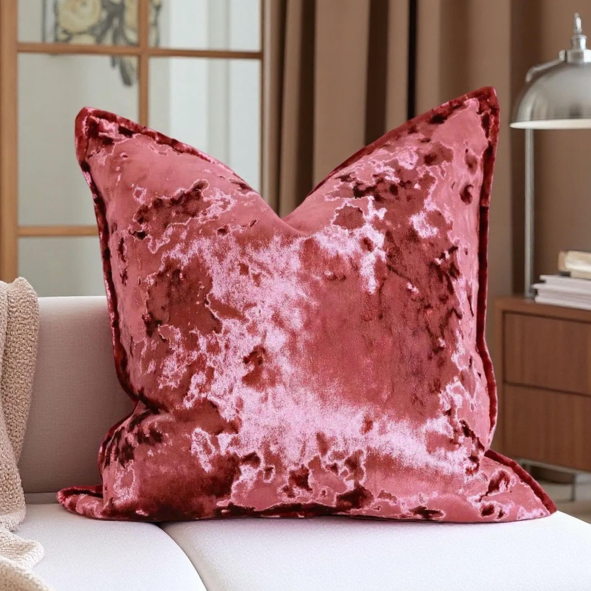 Velvet Pillow Cover Purple 18x18 Inch - Luxury Crushed Velvet Decorative Throw Pillow Case for Living Room Sofa Bed (1 Pack)