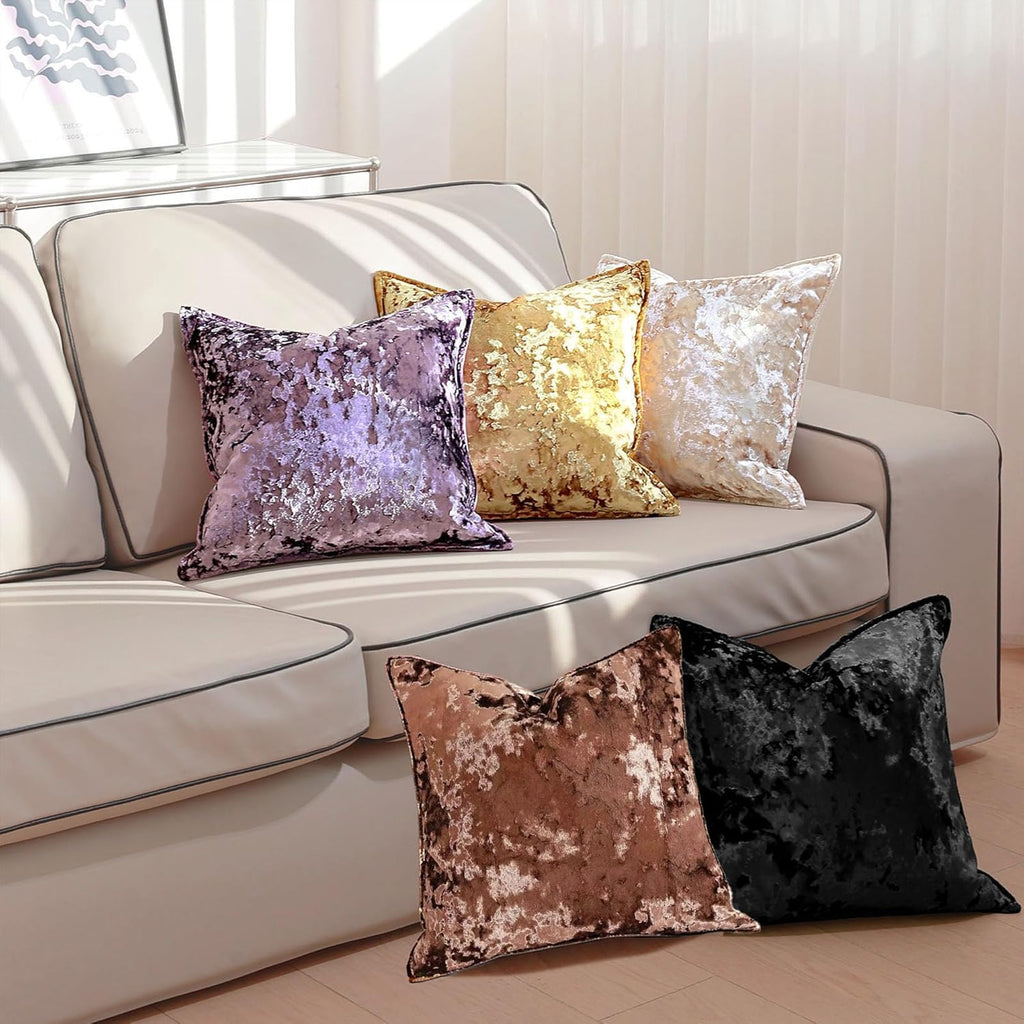 Velvet Pillow Cover Purple 18x18 Inch - Luxury Crushed Velvet Decorative Throw Pillow Case for Living Room Sofa Bed (1 Pack)