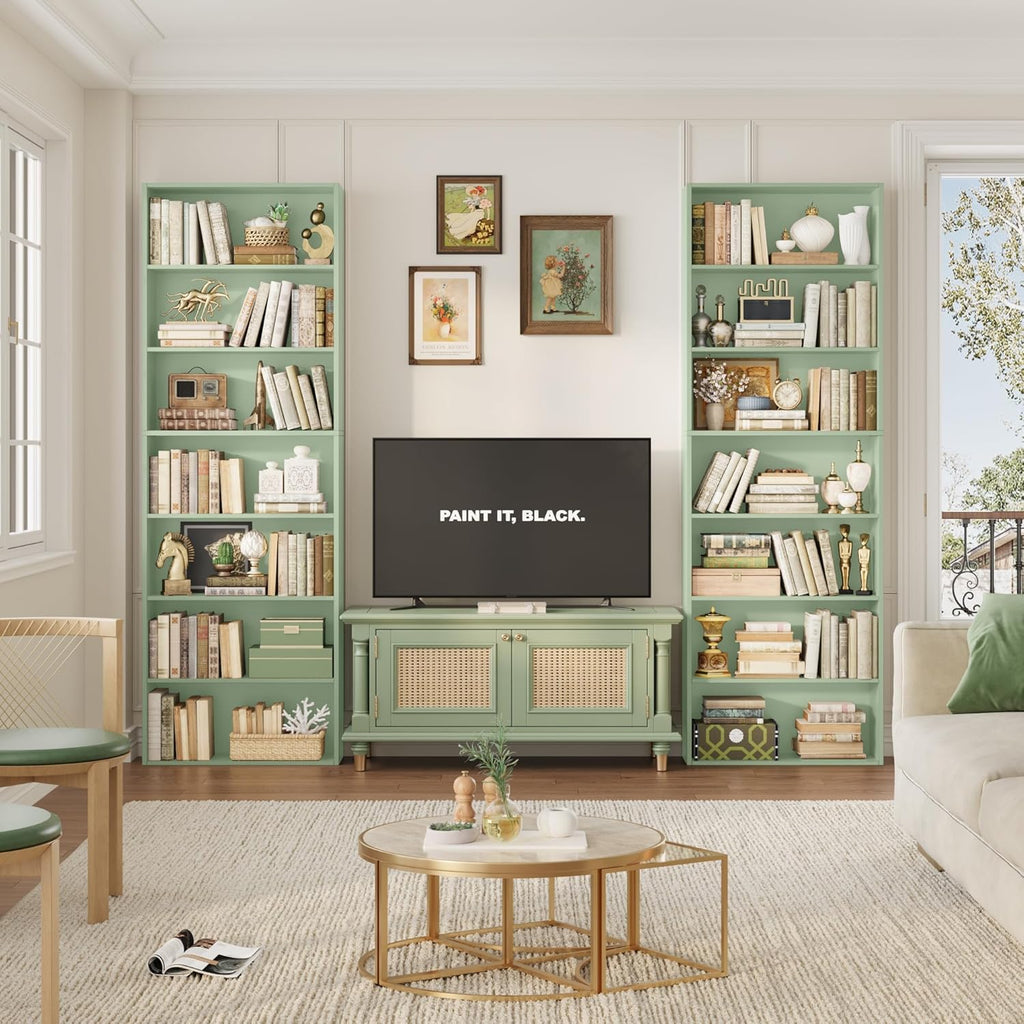 FACBOTALL 82" Tall Bookshelf, 7-Tier Open Shelves Bookcase, Freestanding Display Storage Shelves, Tall Bookcase Home Decor Furniture for Home Office, Living Room, Bedroom, Green