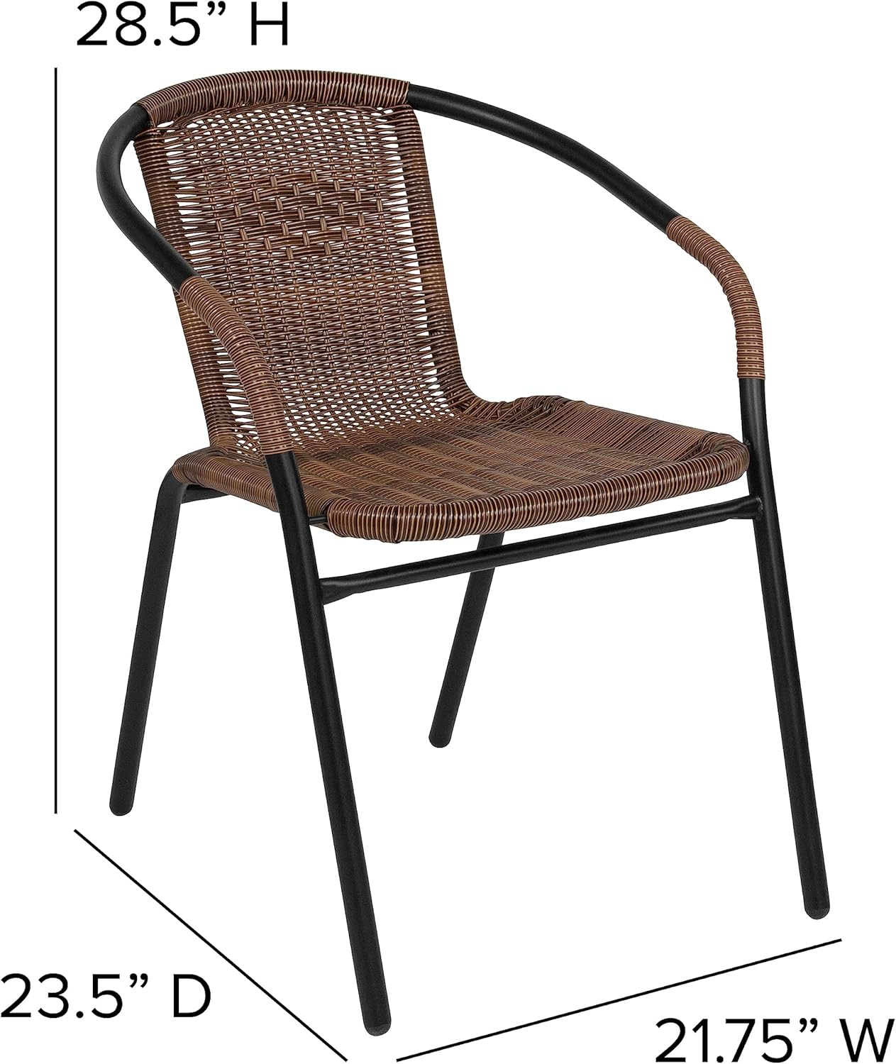Set of 2 Brown PE Rattan Stackable Indoor Outdoor Chairs