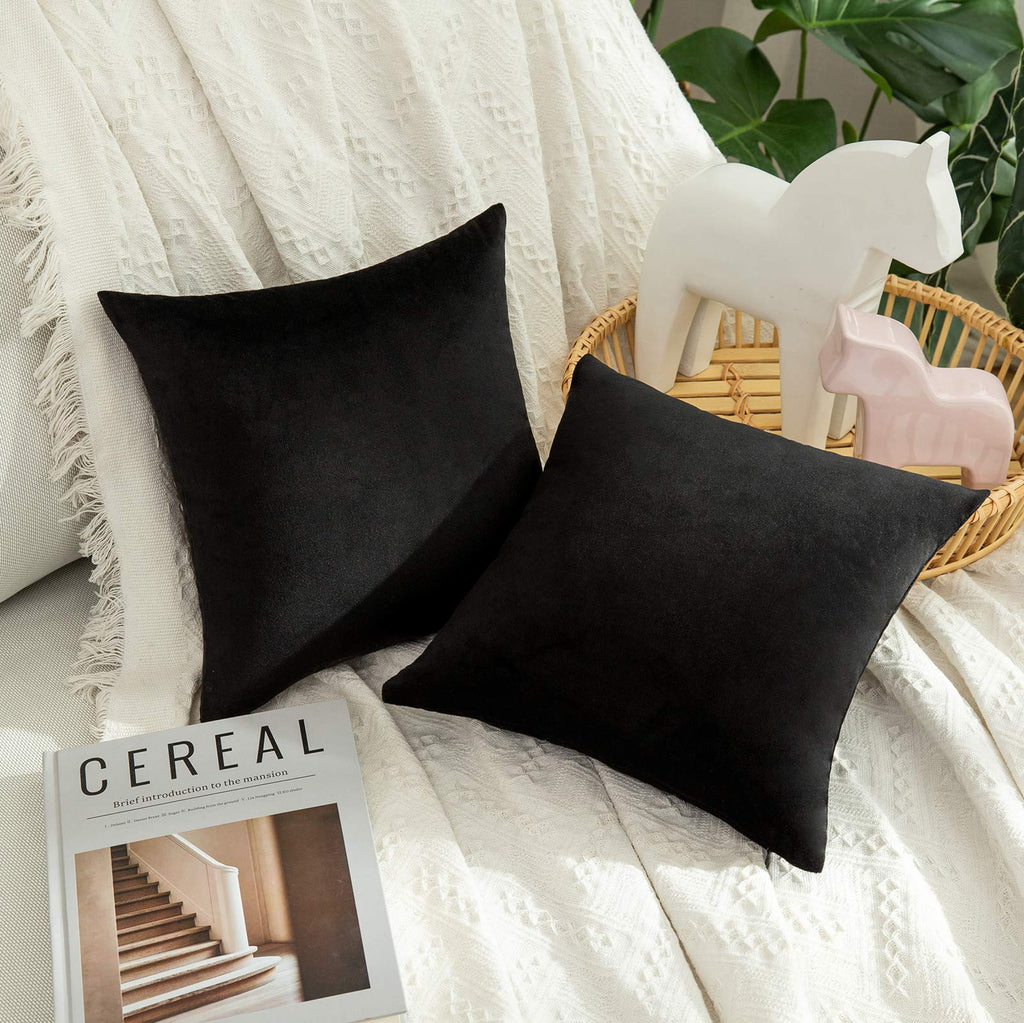 MIULEE 20x20 Inch Velvet Throw Pillow Covers, Pack of 2 - Dark Blue, Super Soft Decorative Square Cushion Cases Modern Luxury Home Decor for Sofa, Couch, Bed, Chair with Invisible Zipper