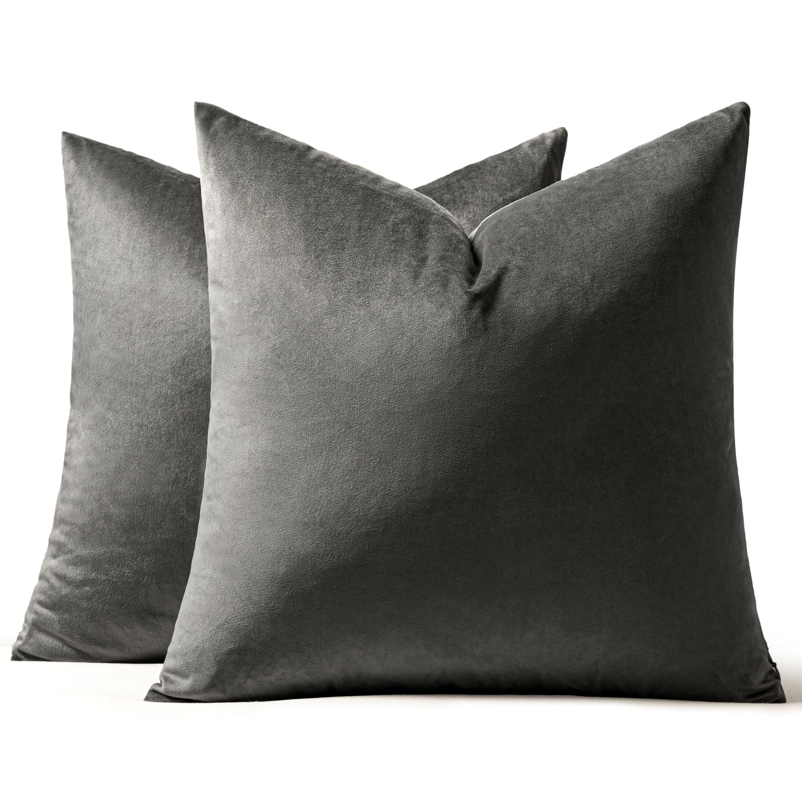 MIULEE Velvet Throw Pillow Covers 18x18 Inch, Pack of 2 - Golden, Super Soft Decorative Square Cushion Cases Modern Luxury Home Decor for Sofa, Couch, Bed, Chair